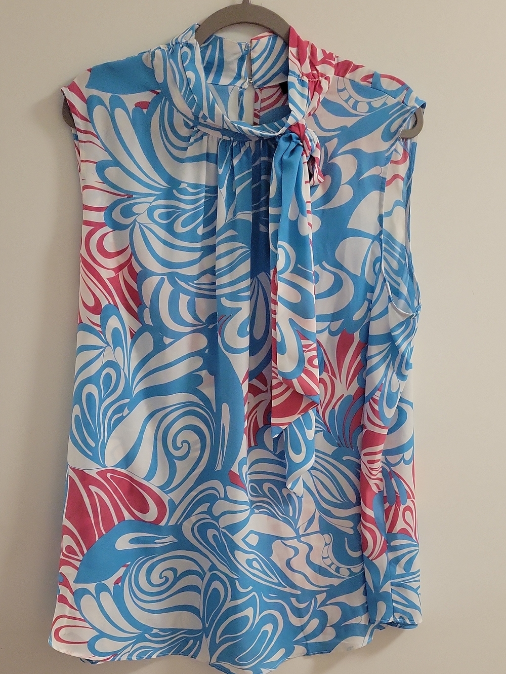 Ashley Stewart Sleeveless High Neck Fixed Bow Blouse Size 22/24